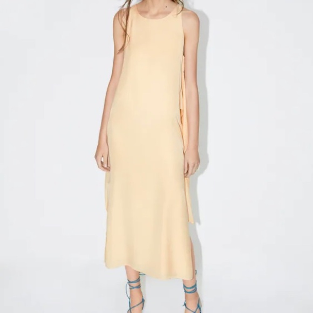 ZARA knotted dress yellow dress